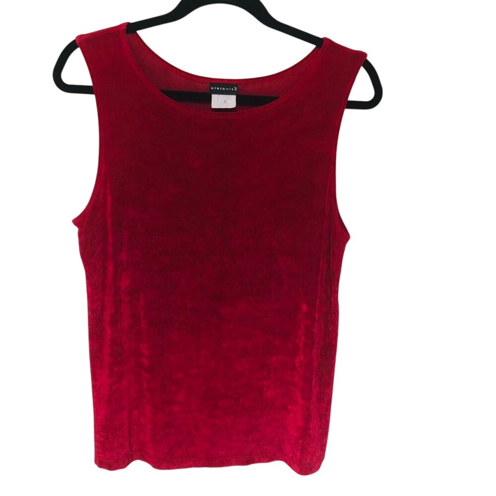 CITIKNITS Cranberry Red Slinky Knit Tank Top Layer Women's M Wrinkle Resistant